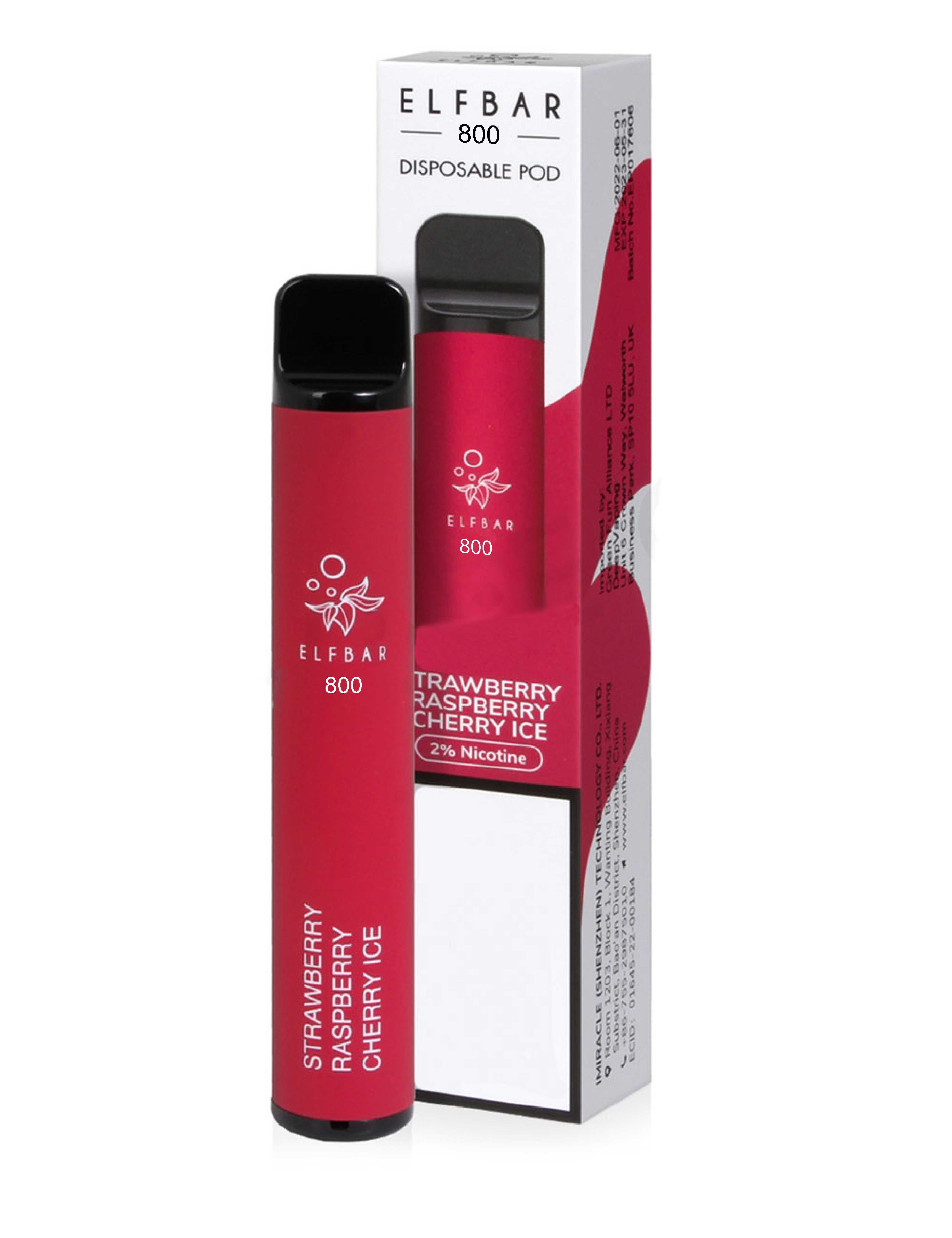 Elf Bar 800 Strawberry Raspberry Cherry Ice